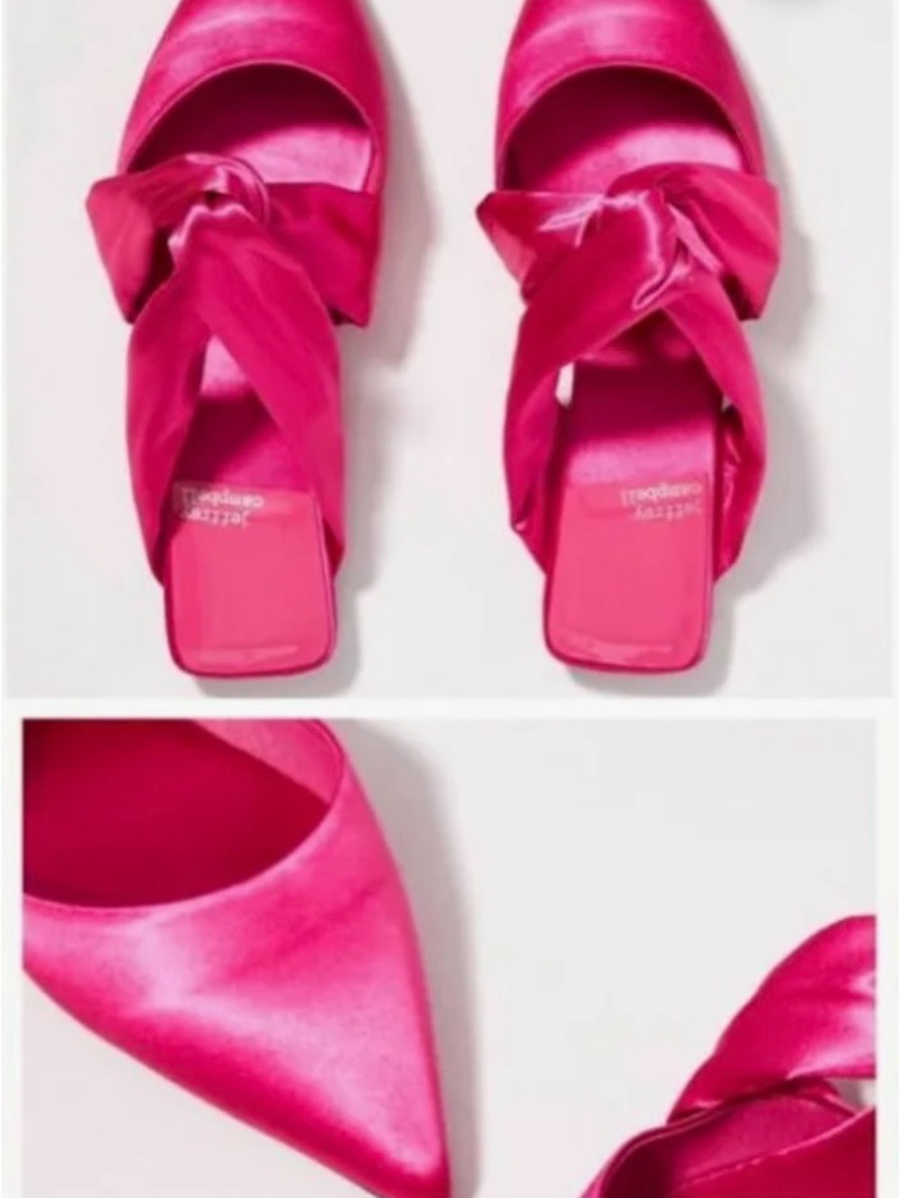 NEW! Jeffrey Campbell Tied Knot Satin Knot Slide Mules in Hot Pink size 7